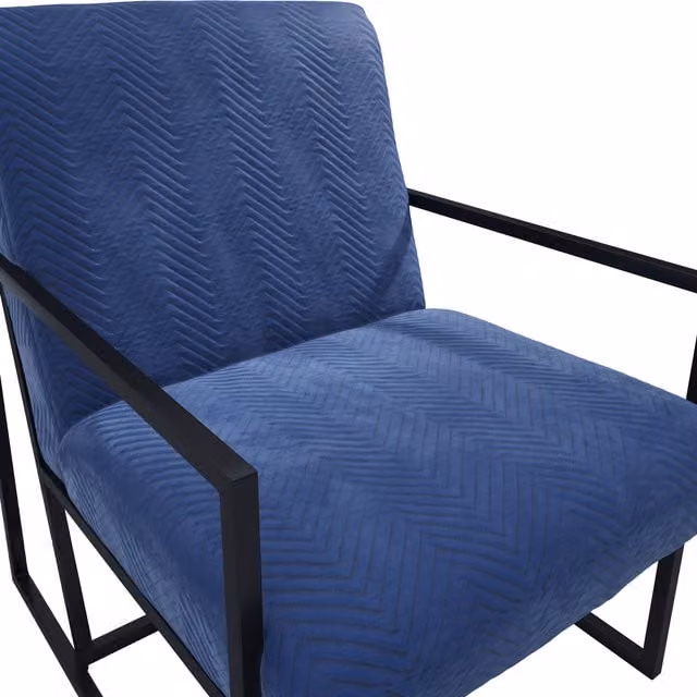 Lemon Pavilion Furniture Chance Oxford Chair in Oxford Blue Velvet and Metal with Armrests, W/D/H: 63.5 x 63.5 x 76 cm – 1