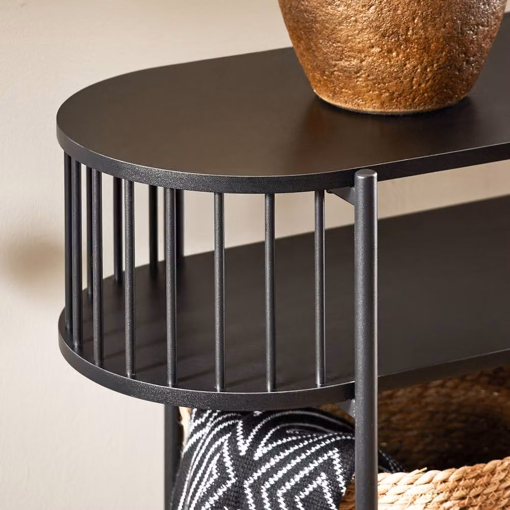 SoBuy Industrial Style Three-Tier Narrow Console Table in Black, W/D/H: 110.0 x 39.0 x 75.9 cm – 7