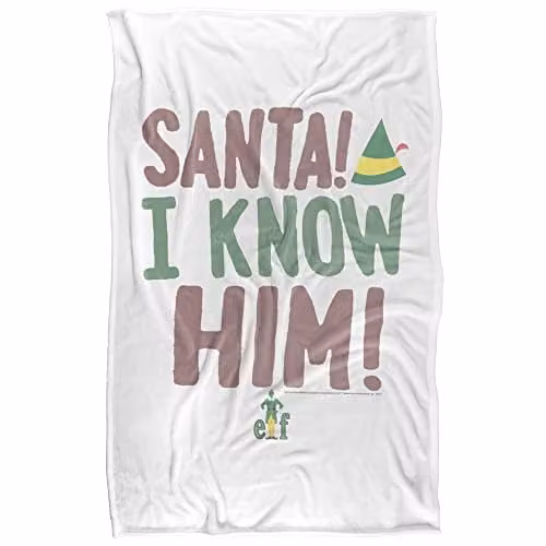 LOGOVISION Elf Buddy Elf Santa I Know Him Super Soft Fleece Throw Blanket, Multicolour, W/D/H: 91 x 147 cm