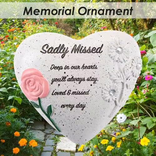 VFM e-Store Memorial Floral Heart Ornament in Grey and White, W/D/H: 16 x 14 x 7 cm – 3