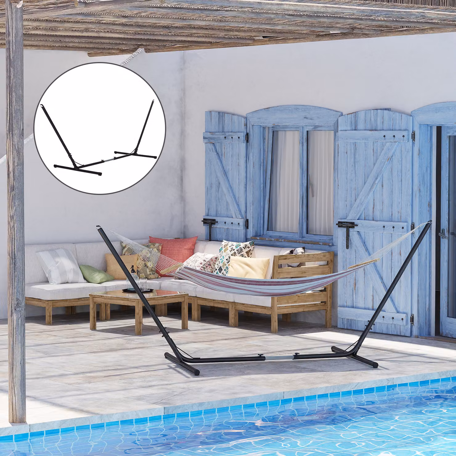 Outsunny Universal Adjustable Metal Hammock Stand in Black – 2