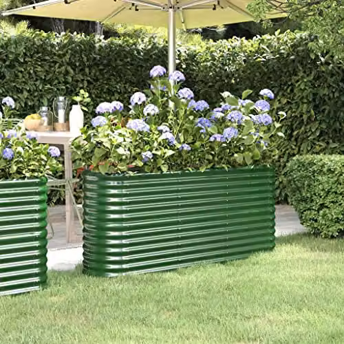 vidaXL Steel Planter Tub, Green, W/D/H: 152 x 40 x 68 cm – 2