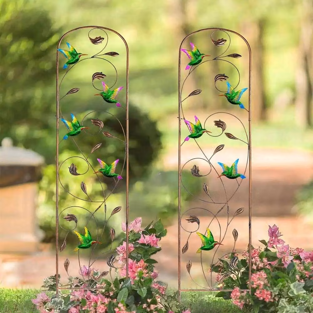 NESTLUNE 2 Pack Metal Garden Obelisk Climbing Plant Support Frames in Bronze – 3