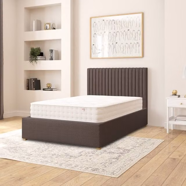 Aspire Grant Fabric Ottoman Storage Bed in Grey Saxon Twill, W/D/H: 120 x 200 cm
