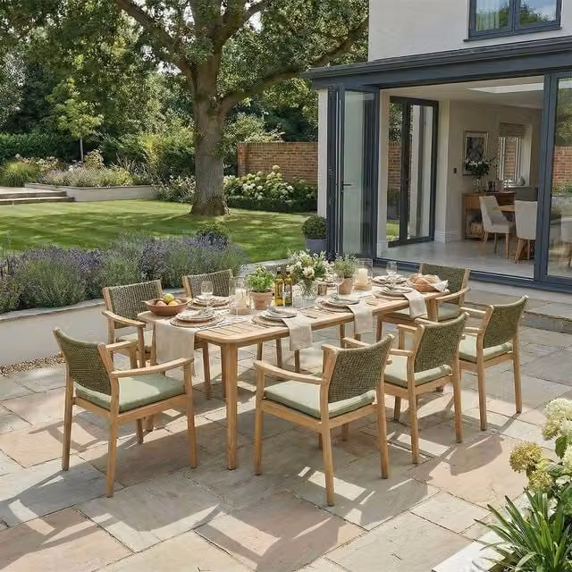 Bracken Outdoors Tetbury 8 Seat Rectangular Garden Dining Set in Brown Acacia Wood