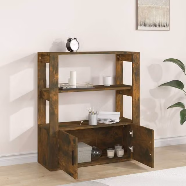 Berkfield Home Smoked Oak Sideboard in Brown, W/D/H: 80 x 30 x 90 cm