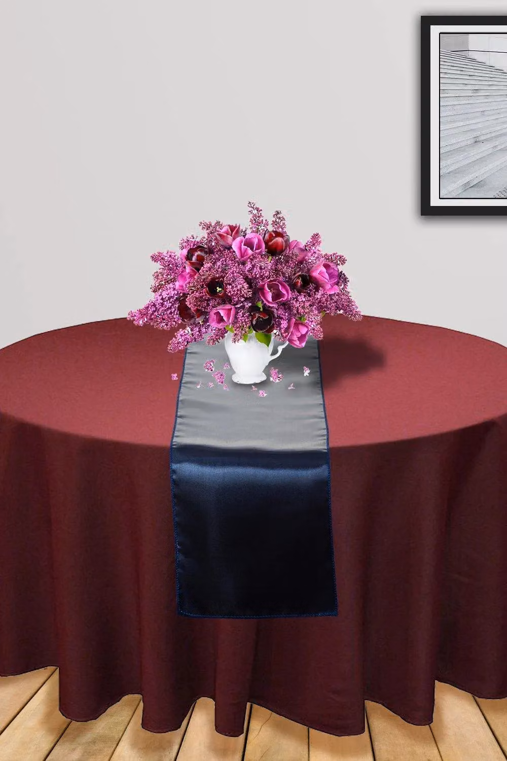 Neel Blue Satin Table Runner in Blue, W/H: 28 x 275 cm – 6