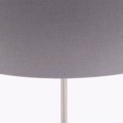 Ruma Modern Silver and Grey Floor Lamp with Fabric Drum Lampshade – 3