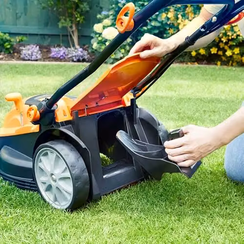 LawnMaster 37cm Electric Lawnmower with Mulching Kit and Collection Bag, Orange – 5