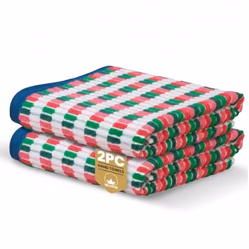 Rapport Home Santa Cruz Striped 100% Cotton Hand Towel 2 Pack, Multicolour, W: 50 cm x H: 85 cm – 3