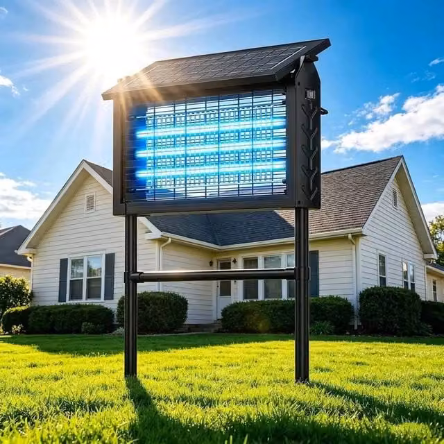 NESTLUNE 4500V Solar Bug Zapper Cordless Outdoor Fly Trap in Black, W 1 m x H 0.5 m – 1