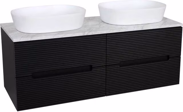 Bathroom Kingdom Monza Black and Grey Fluted Wall Hung Vanity Basin 1200mm