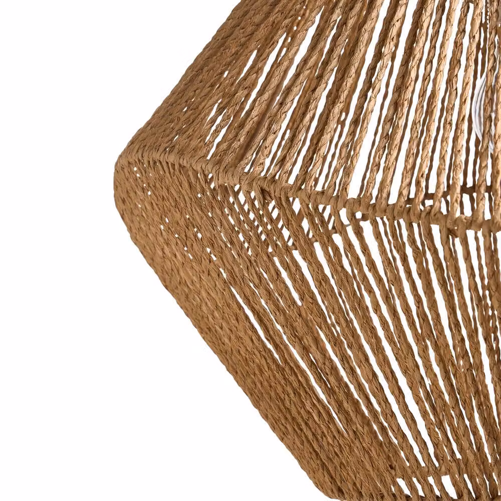 Wyld and Coco Beige Boho Pendant Lamp with Handwoven Paper and Metal Shade – 4