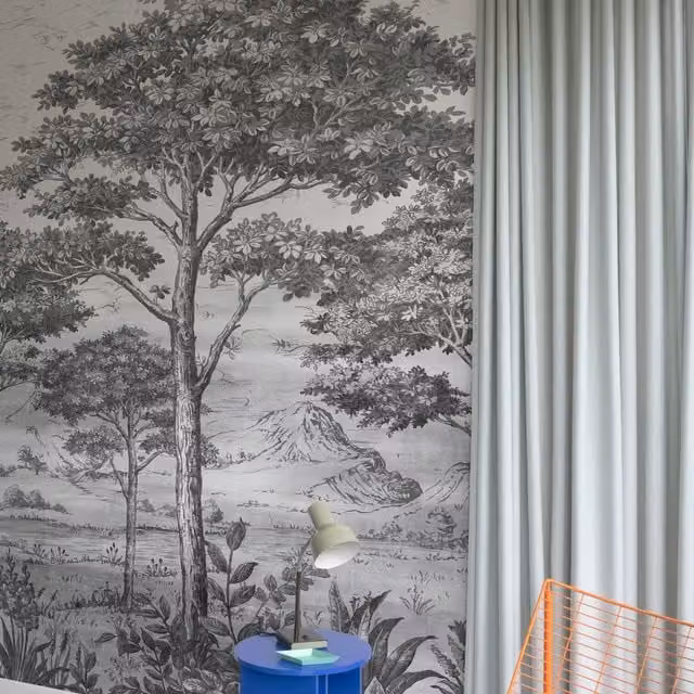 Grandeco Etched Tree 3 Lane Repeatable Textured Wallpaper Mural in White