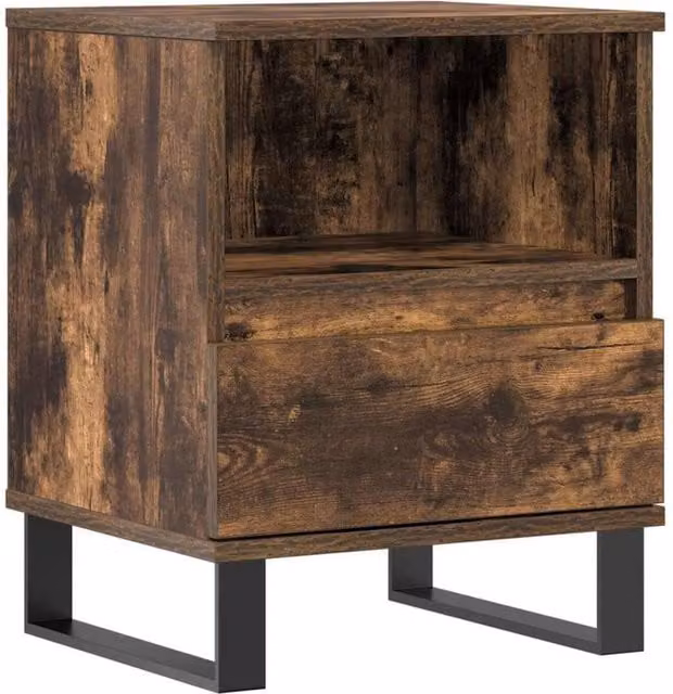 Berkfield Home Smoked Oak Bedside Cabinet in Brown, W/D/H: 40 x 35 x 50 cm – 1