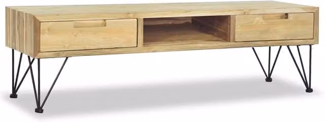 Berkfield Home Rustic Solid Teak TV Cabinet in Light Brown, W/D/H: 120 x 35 x 35 cm