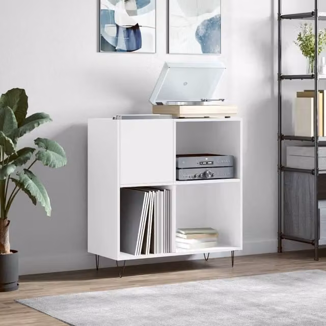 Berkfield Home Record Cabinet in White, W/D/H: 84.5 x 38 x 89 cm – 1