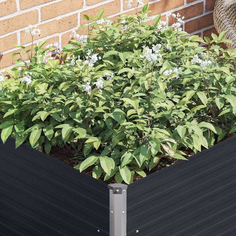 Berkfield Home Raised Garden Bed in Anthracite Galvanised Steel, W/D/H: 100 x 100 x 77 cm – 3