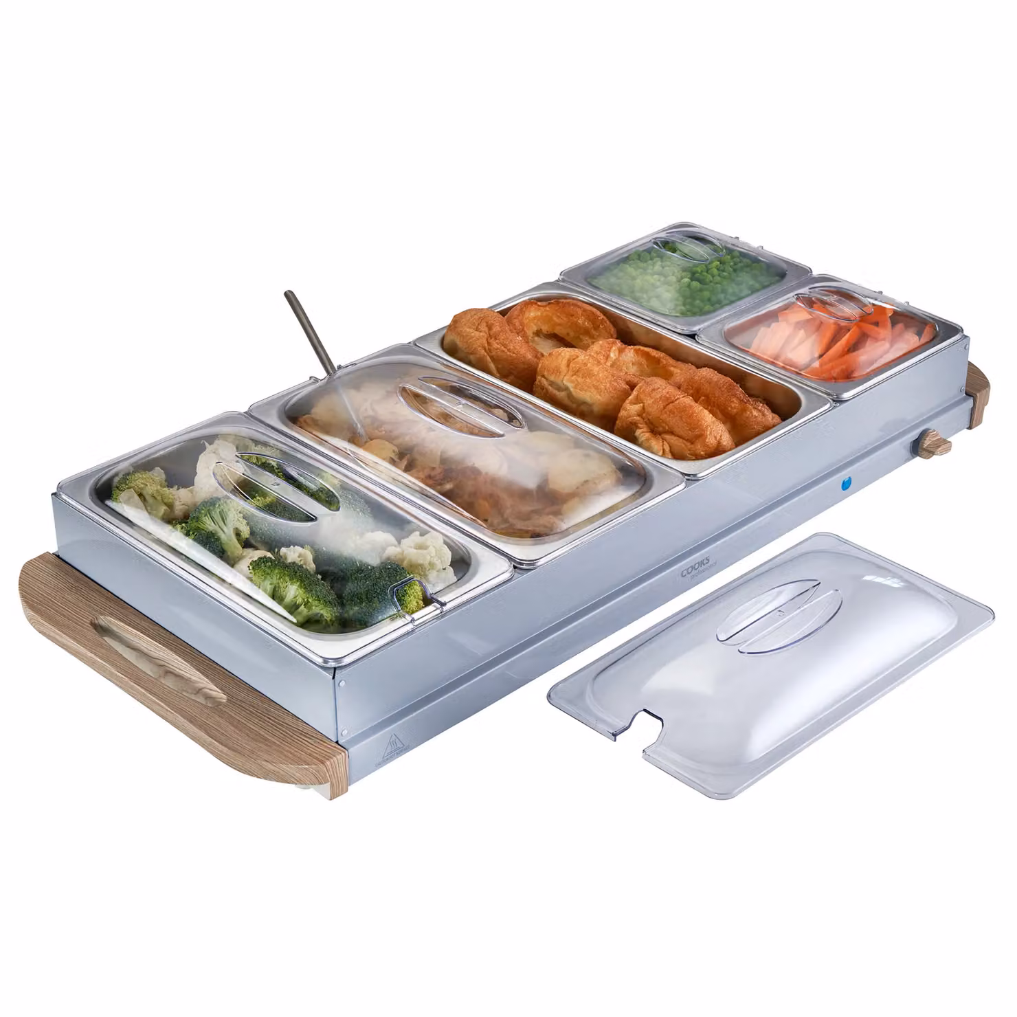 Cooks Professional 5-Section Electric Buffet Warmer with Hotplate Function and Adjustable Temperature Control, 9.6L, Grey – 2