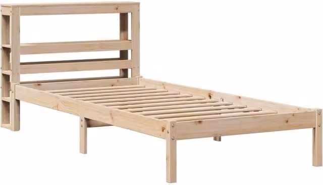 Berkfield Home Beautiful Solid Pine Small Single Bed Frame in Brown, W/D/H: 75 x 190 x 81 cm