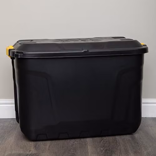 Samuel ALEXANDER 2 x 110L Heavy Duty Storage Chests on Wheels, Stackable and Lockable, Black – 4