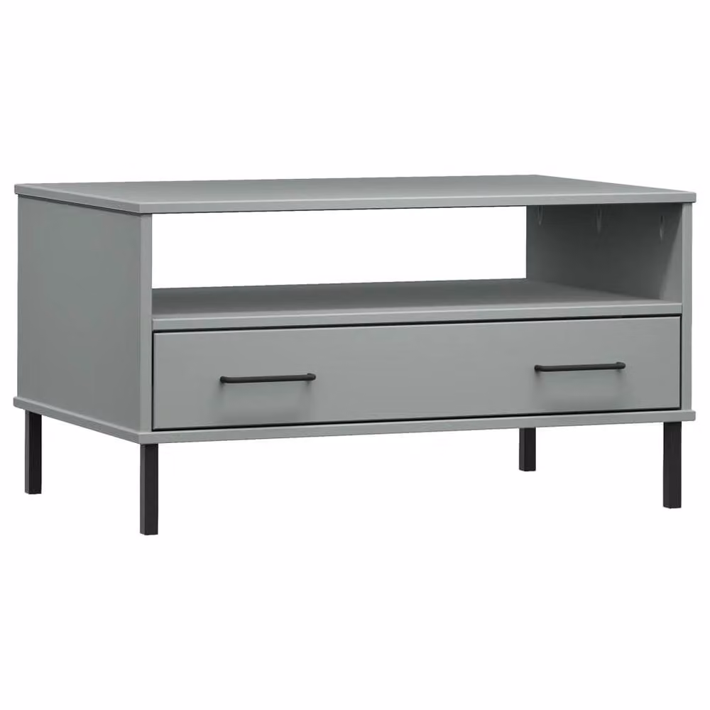 Berkfield Home Beautiful Coffee Table in Grey with Solid Wood and Metal Legs W/D/H: 85 x 50 x 45 cm – 3