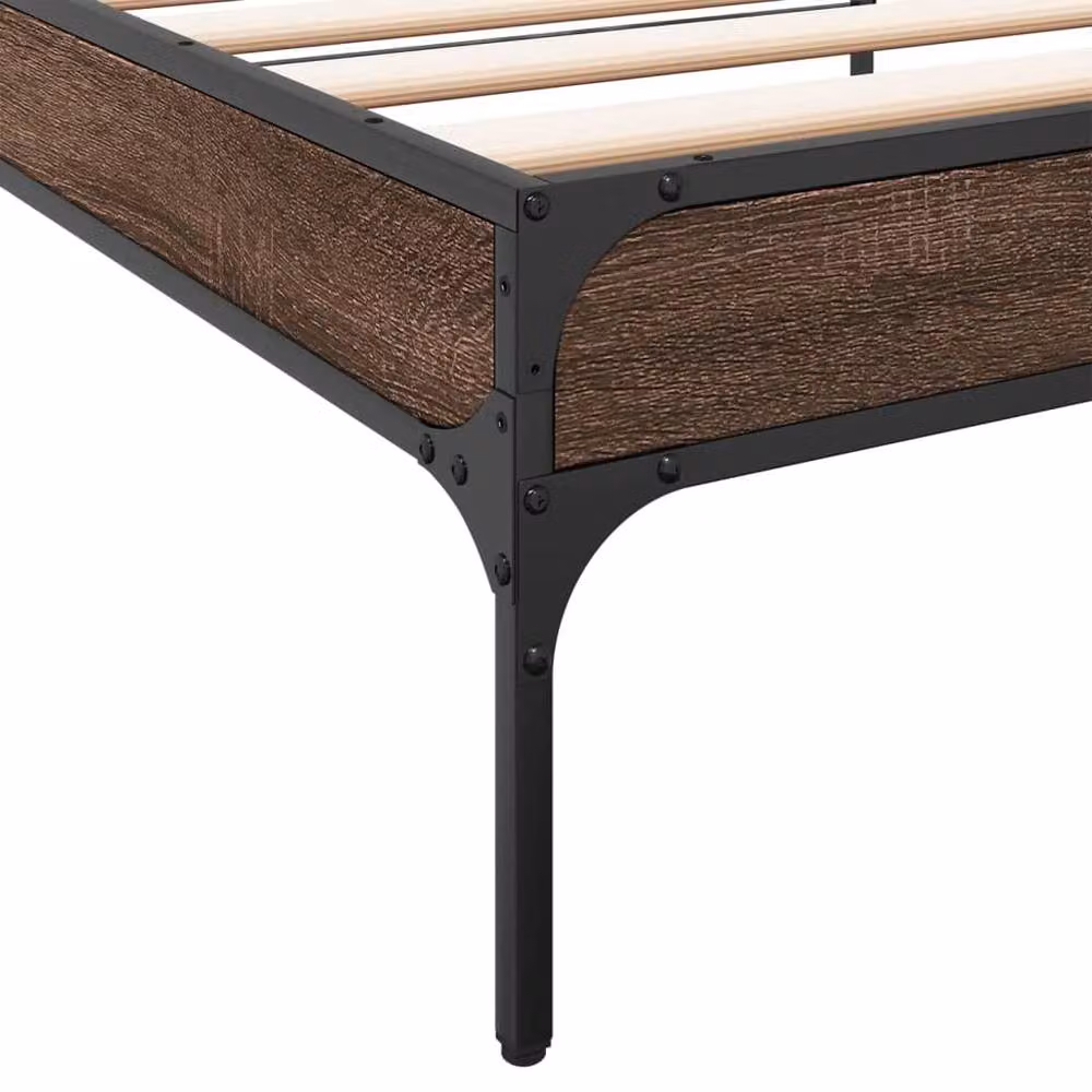 Berkfield Home Bed Frame in Brown Oak, W/D/H: 100 x 200 x 30 cm – 3
