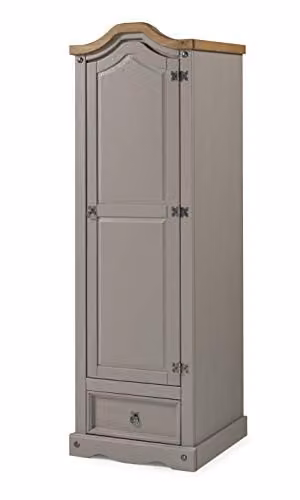 Mercers Furniture Corona Grey Waxed Pine 1 Door 1 Drawer Wardrobe H 176 x W 55 x D 45 cm – 1