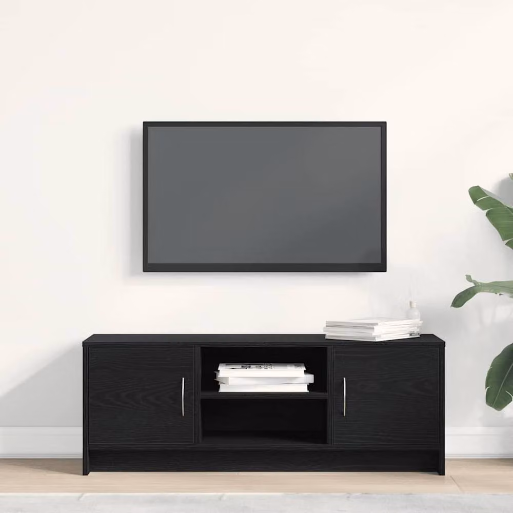 Berkfield Home Black Oak Industrial TV Cabinet W: 102 cm, D: 37.5 cm, H: 37.5 cm – 3