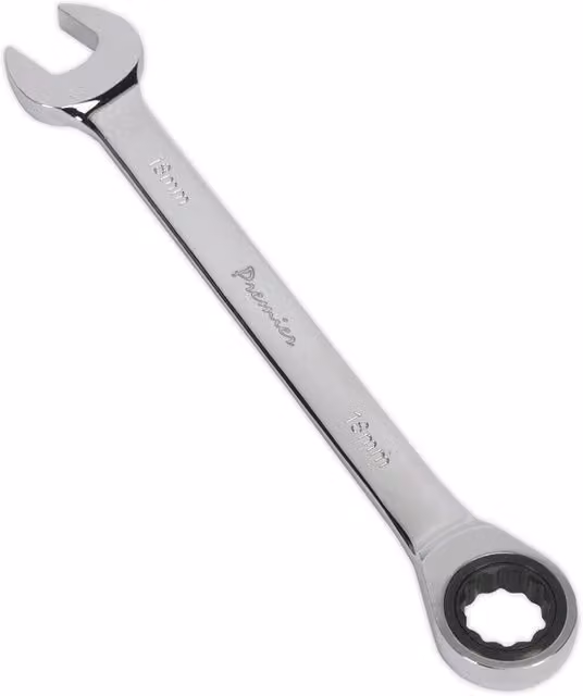 Loops 18mm Ratchet Combination Spanner in Silver Chrome Vanadium Steel