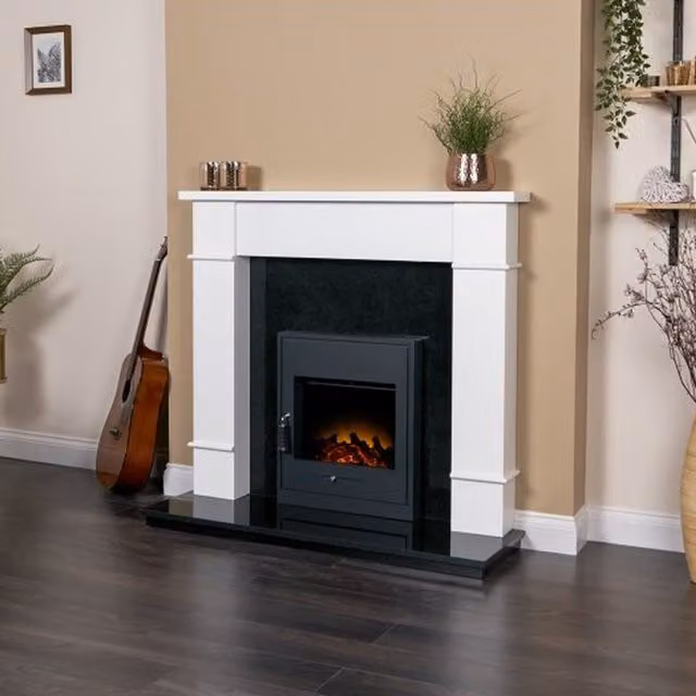 Adam Fires & Fireplaces Oslo Electric Inset Stove in Black and Anthracite with Glass and Stainless Steel Finish – 2