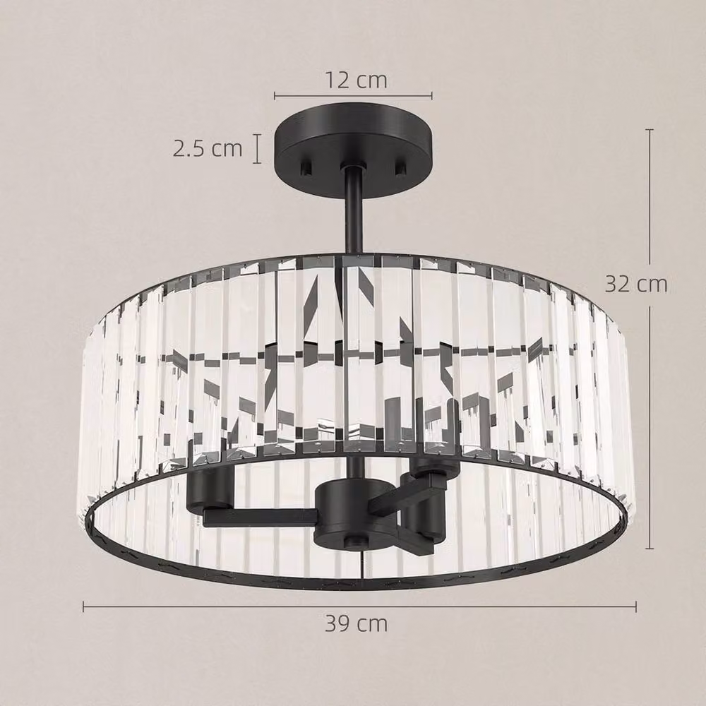 PAWNORA Modern Black Crystal and Metal Ceiling Chandelier with Transparent Crystal Accents – 2