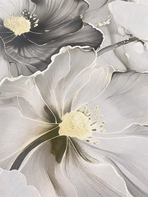 Muriva Bliss Floral Botanical Wallpaper Roll in Grey, Pink and Gold
