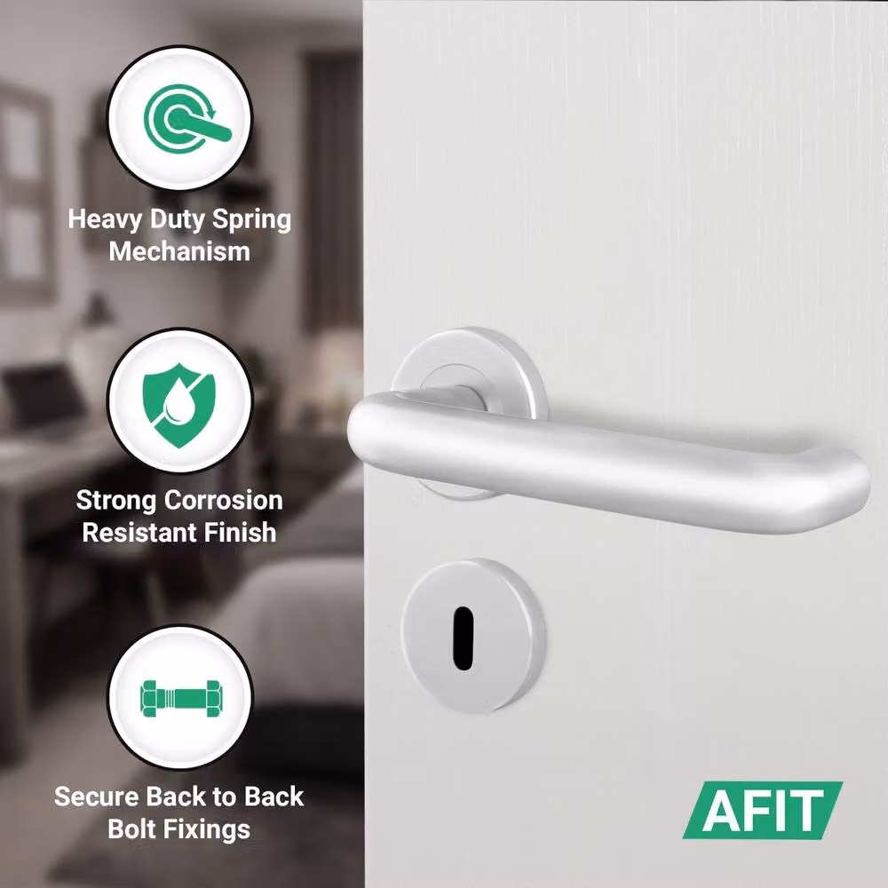 AFIT Brushed Silver Satin Aluminium Return to Door Sash Lock with Key, 150 x 150 mm – 2