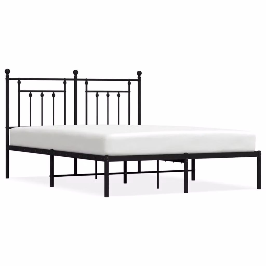 Berkfield Home Metal Bed Frame with Headboard, Black, W/D/H: 140 x 190 cm – 2