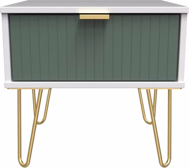 2 U Bexley Ready Assembled 1 Drawer Bedside Table in Green and Gold – 1