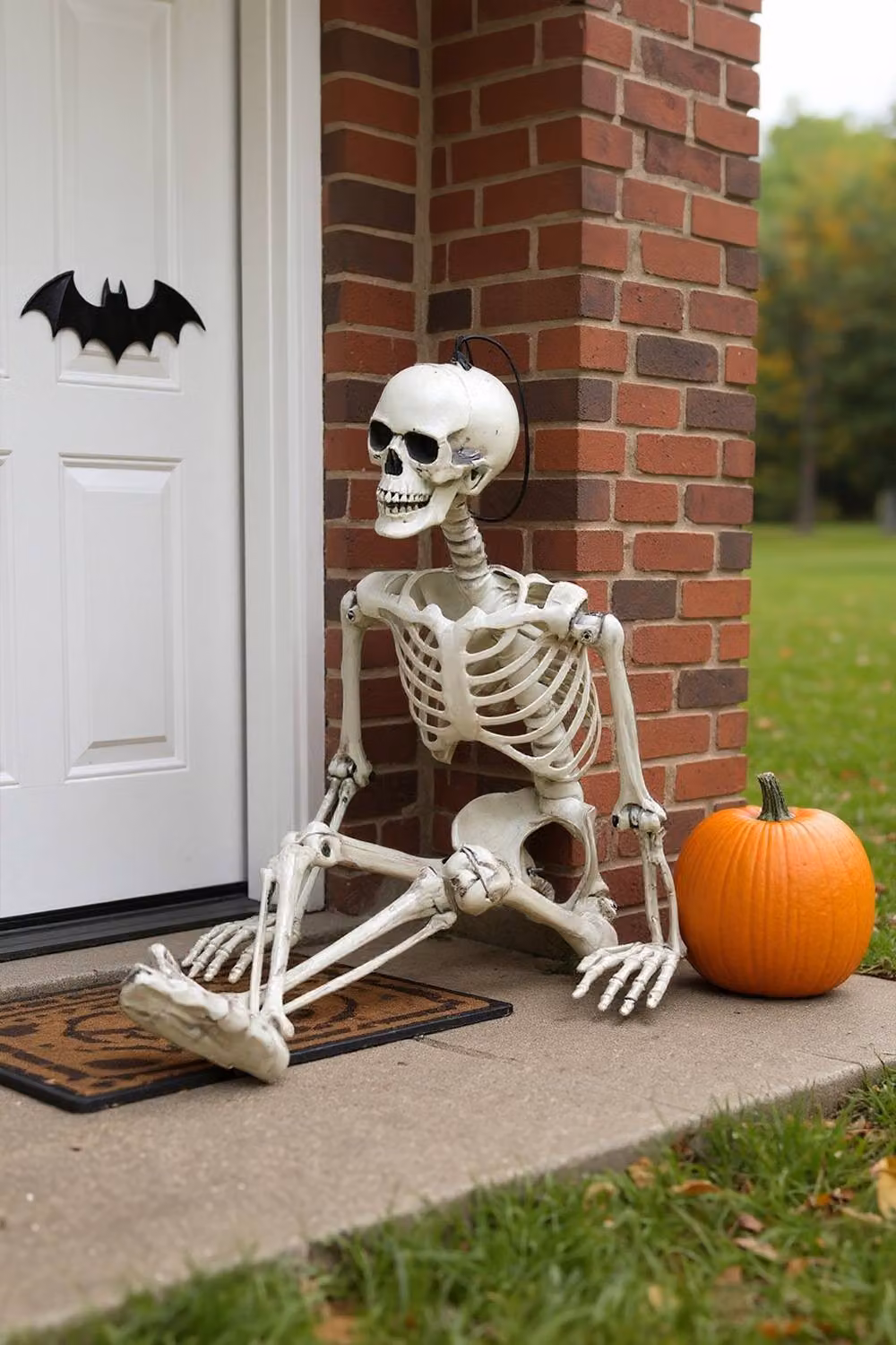 Garden Sanctuary Realistic Full Body Skeleton Halloween Decoration with Posable Joints in White – 2