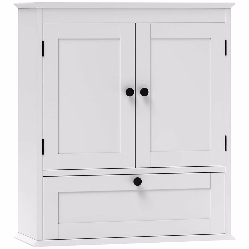 Wyld Haus Nelavi White Wall Mounted Bathroom Cabinet with Hinged Doors and Adjustable Internal Shelves W/D/H: 62 x 22 x 55 cm – 2