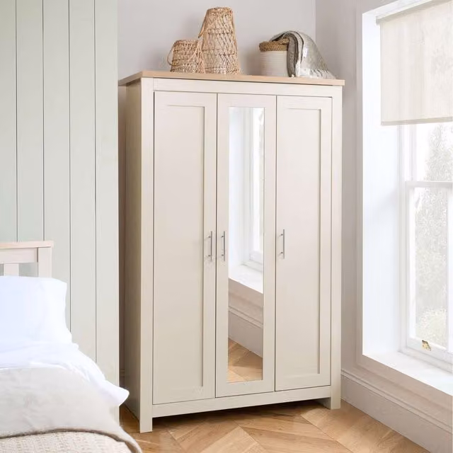 Birlea Highgate Three Door Wardrobe with Mirror in Cream