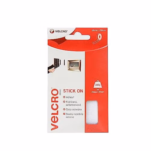 VELCRO Brand Double Sided Stick On Hook and Loop Self Adhesive Tape, White, Width: 2 cm, Length: 50 cm – 1