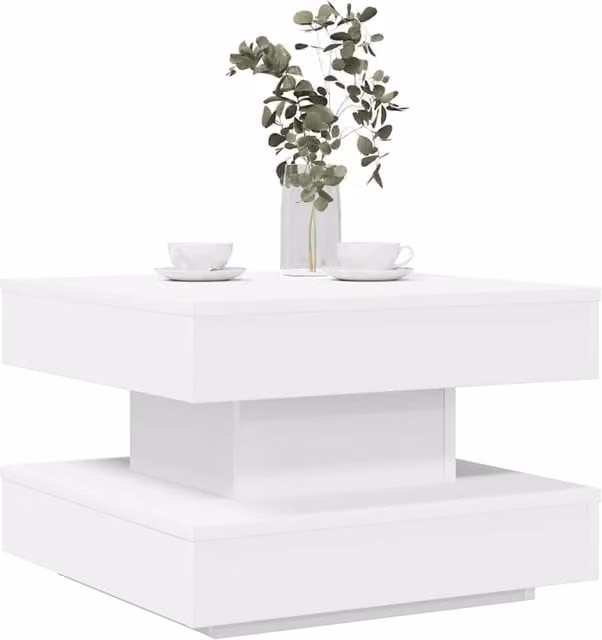 Berkfield Home Modern Rotating Square Coffee Table, White, W/D/H: 50 x 50 x 34.5 cm – 1