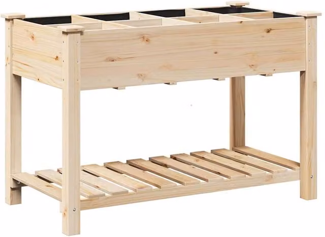 Berkfield Home Rustic Beige Solid Wood Garden Planter with Grids, W/D/H: 115 x 59 x 76 cm – 1