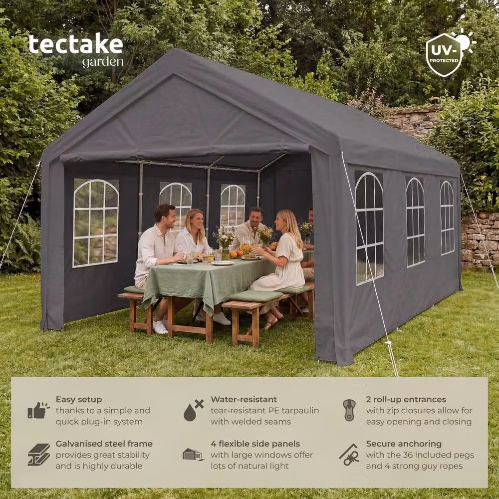 tectake Jasko Gable Gazebo in Grey – 2