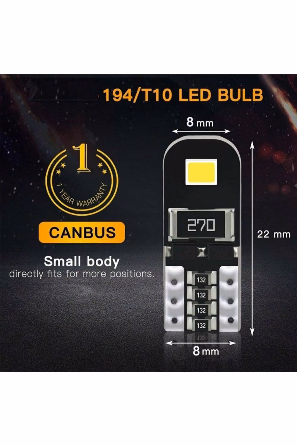 KDMD 2x Canbus Error Free 5W LED Side Mirror Door License Yellow Light Bulbs in Black – 2
