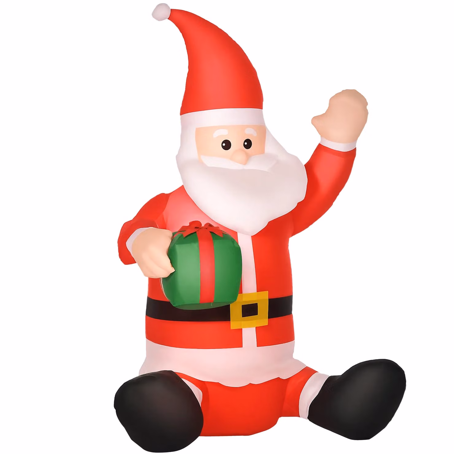 HOMCOM 4ft LED Lighted Inflatable Santa Claus with Gift Box in White and Red – 2