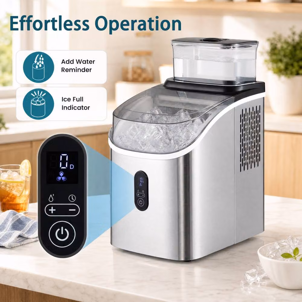 Costway Silver Countertop Ice Cube Maker with External Water Tank and Timer – 4