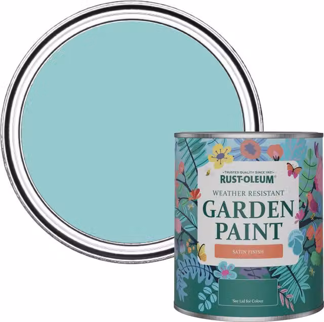 Rust-Oleum Water-Based Garden Paint in Satin Gloss Finish, Petrol Blue, 0.75 l