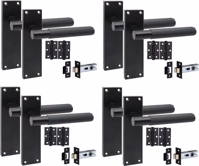 Golden Grace Matt Black Door Handle Set of 4
