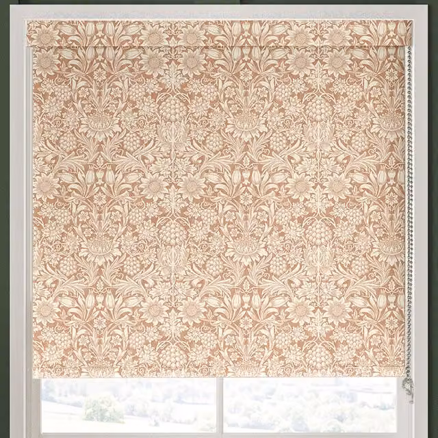 William Morris At Home Sunflower Floral Blackout Roller Blind in Madder Orange and Multicolour