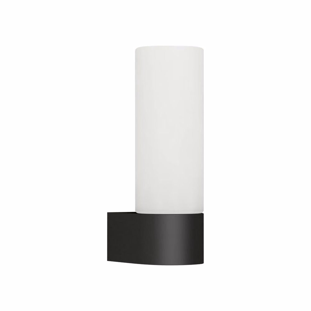 First Choice Lighting Koto Set of 2 Black IP44 Dimmable LED Wall Lights with White Glass Shades – 2